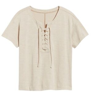 Women's Loose Slub-Knit Lace-Up Top
